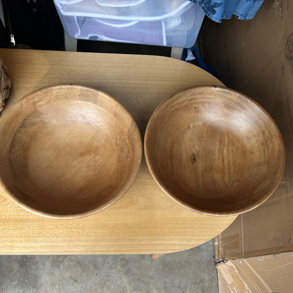 Two large serving bowls from Pottery Barn. Can buy one or both. Mango wood.